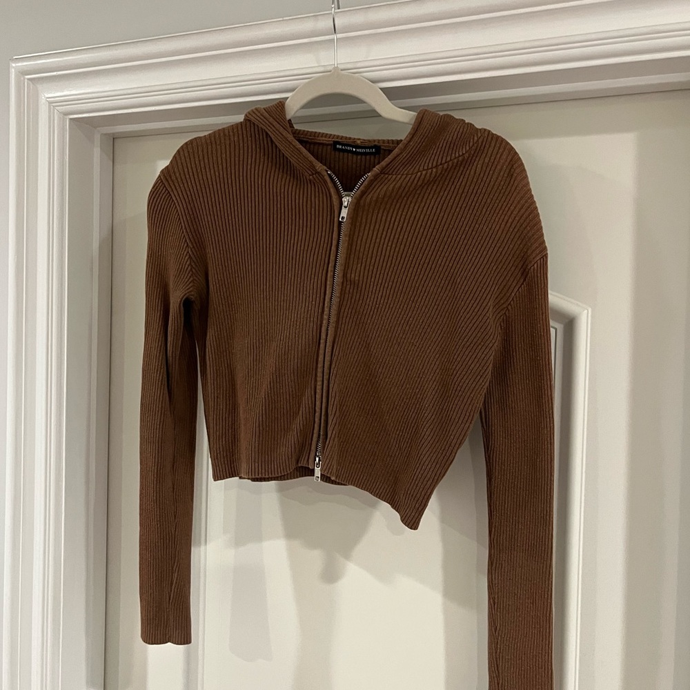 brandy melville brown zip up sweater 🐻🫶